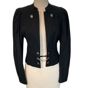 Hagro Structured 100% Wool Cropped Blazer Gorgouse Detail Timeless Classic SZ 38